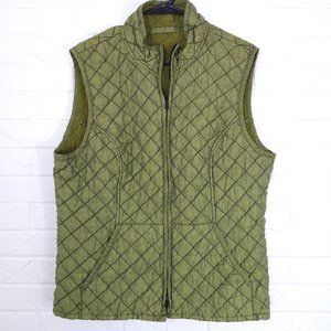 Cut Loose Moss Green Quilted Vest Lagenlook Pockets Full Zip Tencel XL